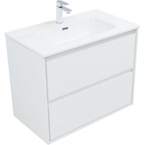 Тумба под раковину Aquanet Милан 80 336369 подвесная Белый глянец МДФ / ЛДСП