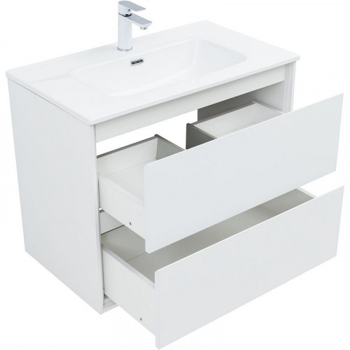 Тумба под раковину Aquanet Милан 80 336369 подвесная Белый глянец МДФ / ЛДСП