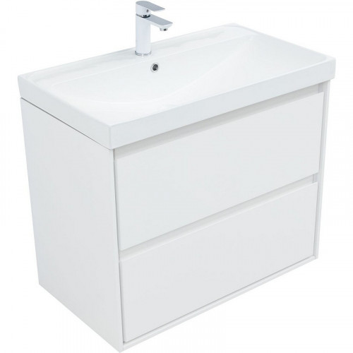 Тумба под раковину Aquanet Милан 80 336369 подвесная Белый глянец МДФ / ЛДСП