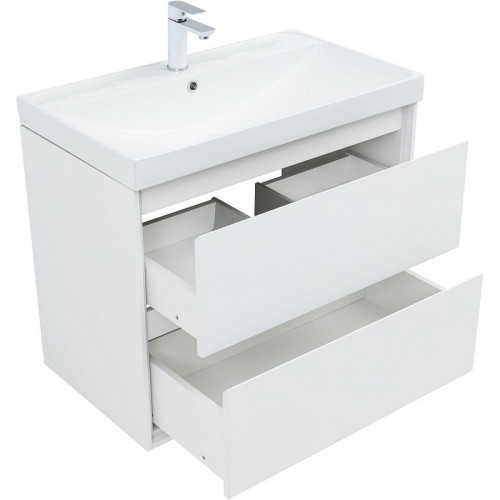Тумба под раковину Aquanet Милан 80 336369 подвесная Белый глянец МДФ / ЛДСП
