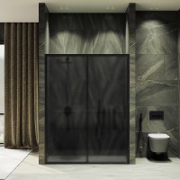 Душевая дверь Maybah Glass MGD-1288-6 1200x1950 раздвижная профиль Черный стекло графитовое матовое