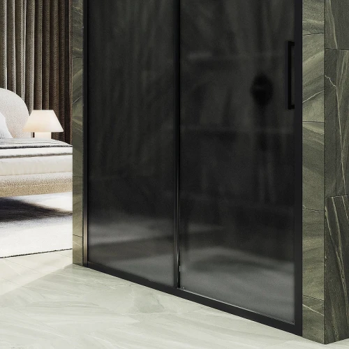 Душевая дверь Maybah Glass MGD-1288-6 1200x1950 раздвижная профиль Черный стекло графитовое матовое