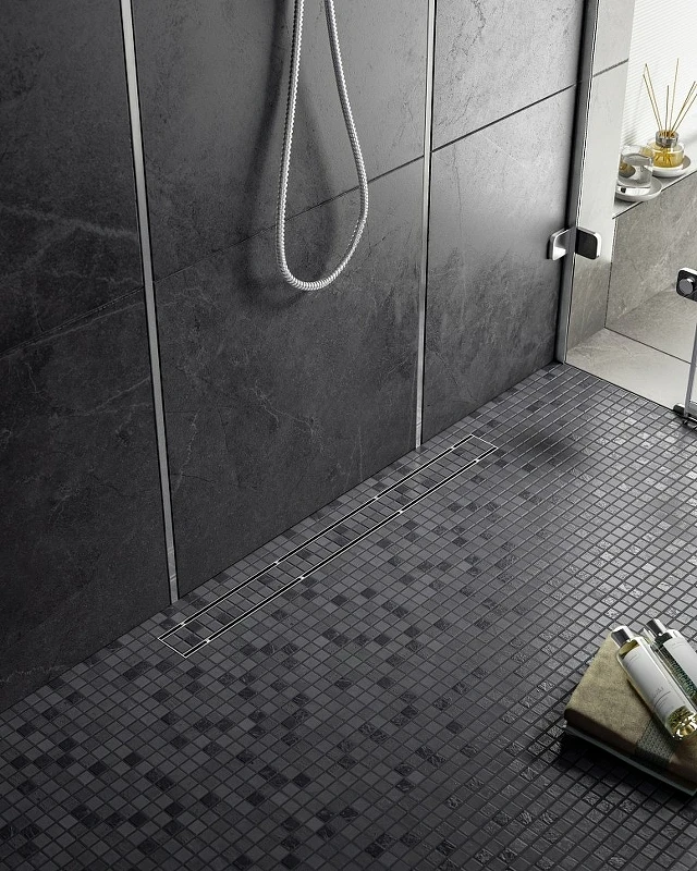 Душевой лоток Timo Drain System 100 DS230210/01 с решеткой Сатин / под плитку