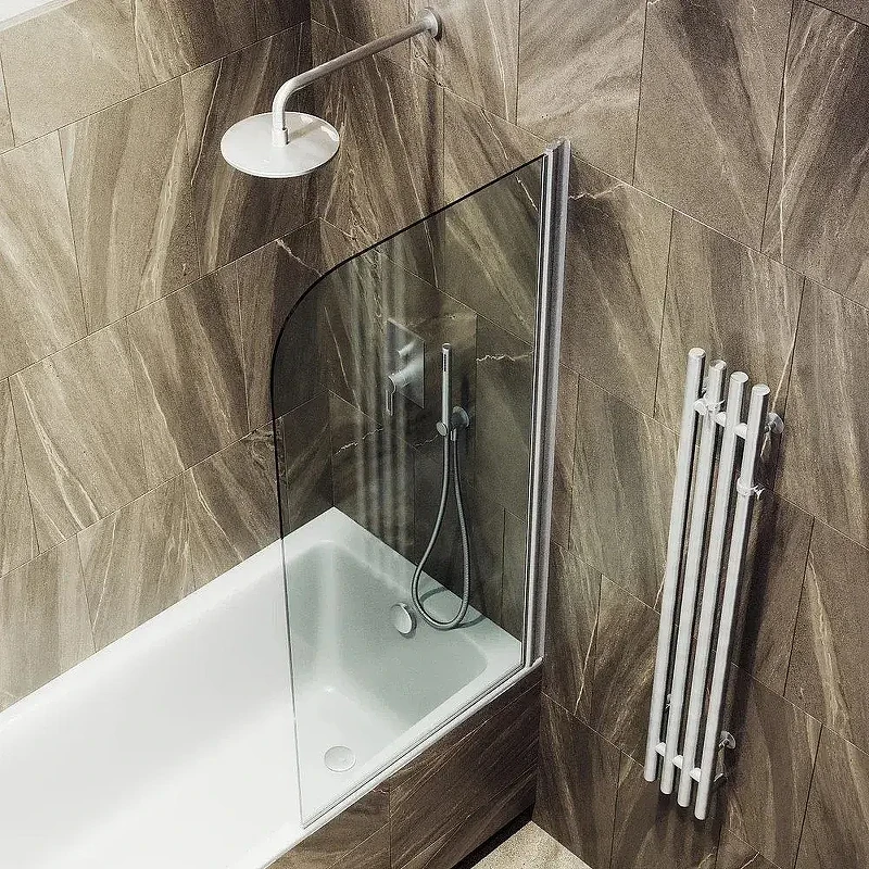 Шторка для ванны Maybah Glass MGV-632-5 800х1400 поворотная на монопетле Хром матовый стекло прозрачное
