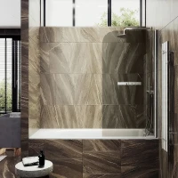 Шторка для ванны Maybah Glass MGV-789-5 800х1400 поворотная на монопетле с полотенцедержателем Хром матовый стекло бронзовое