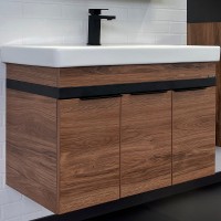 Тумба с раковиной Comforty Соло 90 00-00010979 подвесная Дуб темно-коричневый МДФ / ЛДСП
