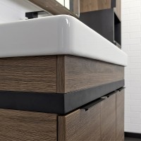 Тумба с раковиной Comforty Соло 90 00-00010979 подвесная Дуб темно-коричневый МДФ / ЛДСП