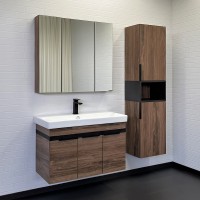 Тумба с раковиной Comforty Соло 90 00-00010979 подвесная Дуб темно-коричневый МДФ / ЛДСП