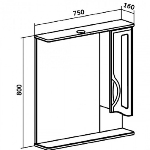 Зеркало со шкафом Runo Толедо 75 R 00000001041 с подсветкой Белое МДФ / ЛДСП, стекло