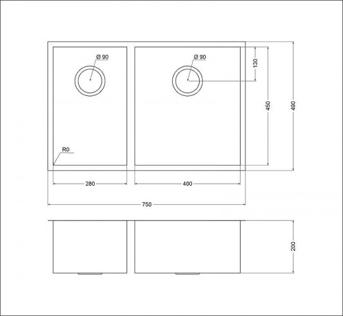 Кухонная мойка Oulin 75 OL-F202 цвет Сатин