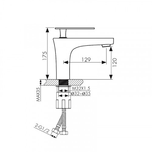 Смеситель для раковины Kaiser Star 02011-2 Черный матовый латунь