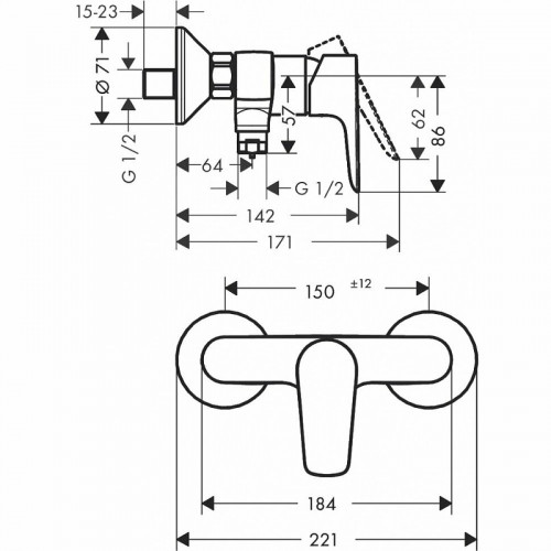 Смеситель для душа Hansgrohe Talis E 71760000 Хром латунь на стену
