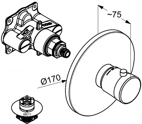 Смеситель для душа Kludi Balance 527298775 Черный Хром латунь встраиваемый