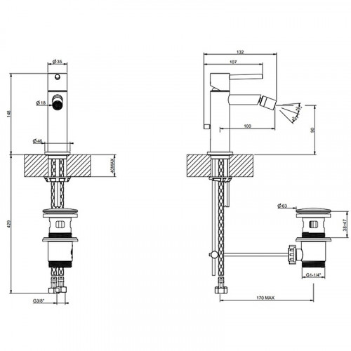 Смеситель для биде Gessi Emporio Via tortona 18607#299 Черный матовый