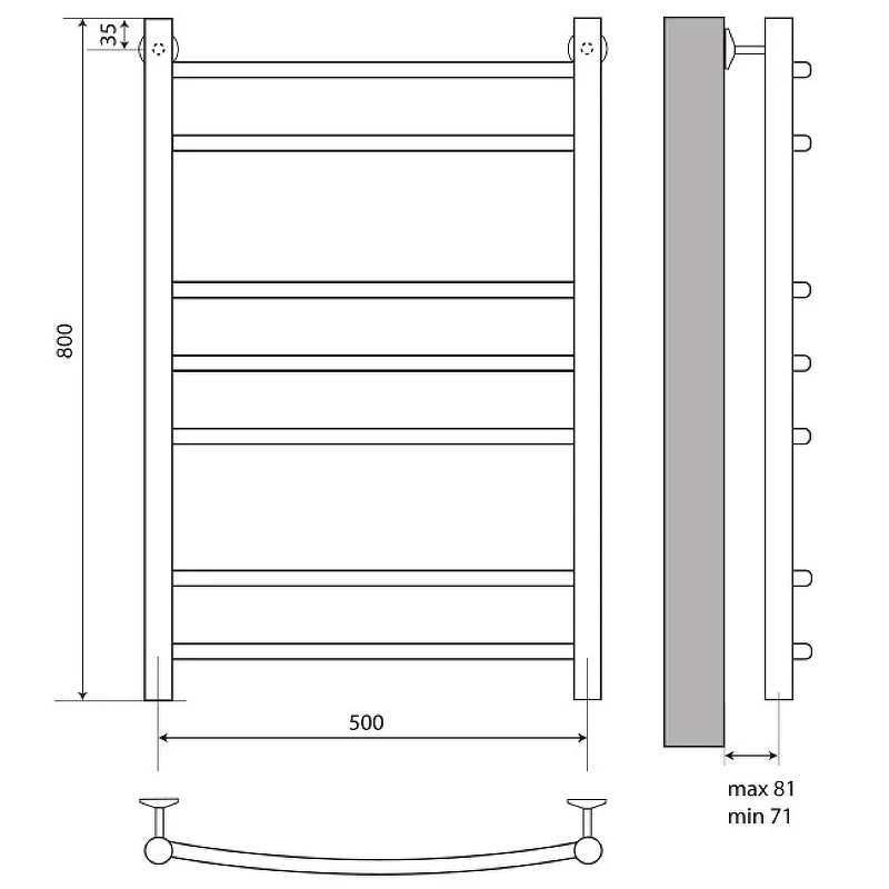 Водяной полотенцесушитель Melodia della vita Classica Eco 50x80 П7 MTRCO5080wt Белый