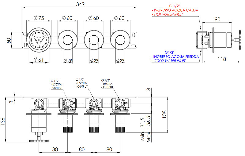 Смеситель для душа Remer Chrono CH98D3PNO цвет Черный матовый