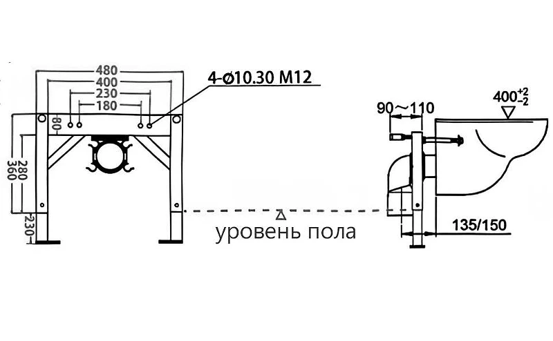 Комплект унитаза биде с инсталляцией Abber Bequem AC1119S-AC0101P2 цвет Белый с сиденьем Микролифт