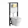 Комплект унитаза с инсталляцией WasserKRAFT Aller 10TLT.010.ME.PG02.H001 цвет Белый с сиденьем Микролифт и клавишей смыва цвет Золото глянцевое