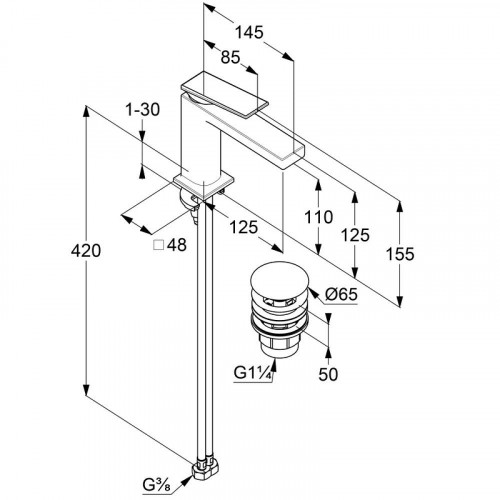 Смеситель для раковины Kludi Decus 542883975 Черный матовый