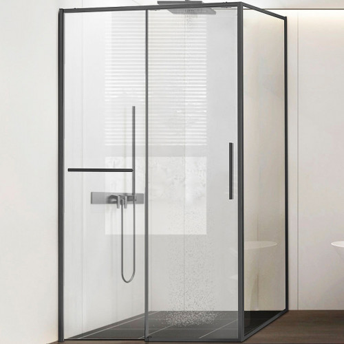 Душевой уголок Vincea Slim Soft 140x100 VSR-1SS1014CLGM профиль Вороненая сталь стекло прозрачное