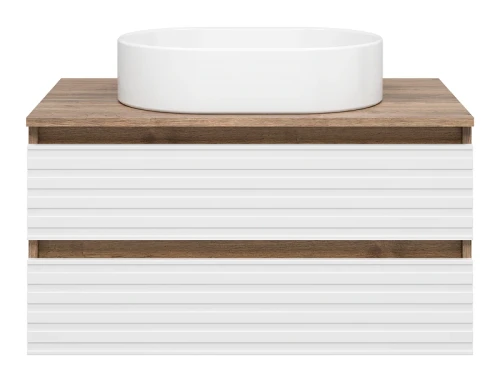 Тумба с раковиной Brevita Дакота 80 УТ000015493 подвесная цвет Белый матовый Дуб Галифакс олово