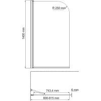 Шторка на ванну WasserKRAFT Leine 80 35P01-80Fixed профиль Хром стекло прозрачное