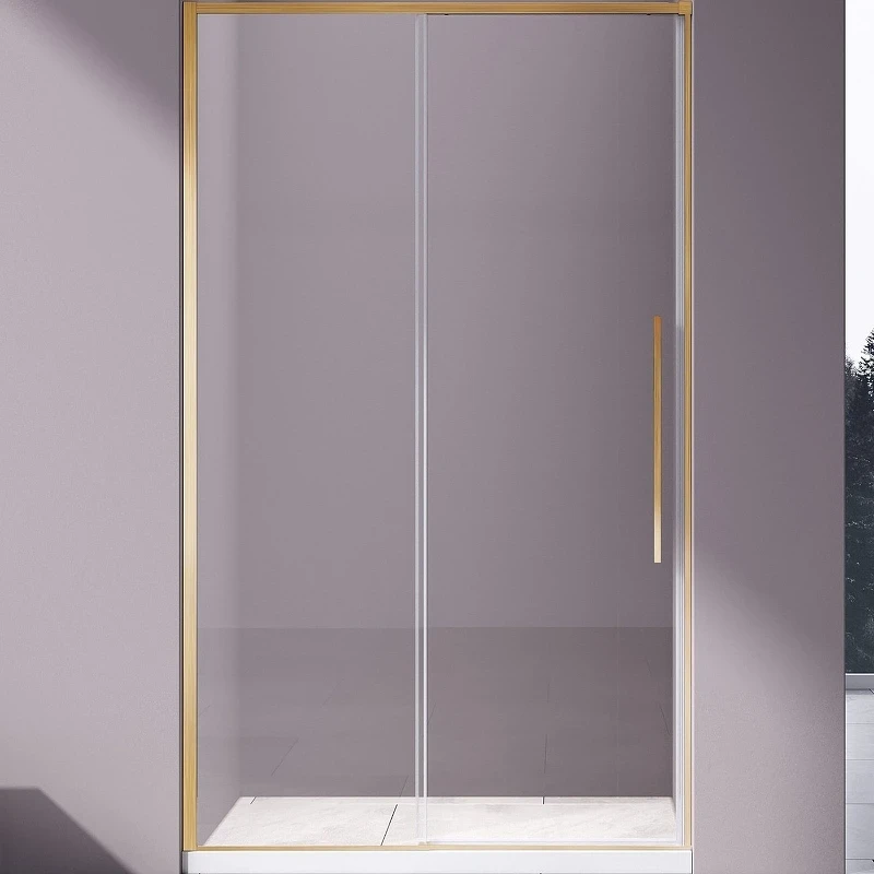 Душевая дверь Vincea Slim-N 130 VDS-4SN130CLG профиль Брашированное золото стекло прозрачное