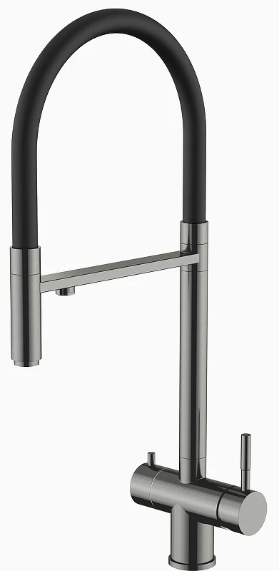 Смеситель для кухни Knotlor Infinity SS-16/GM цвет Вороненая сталь