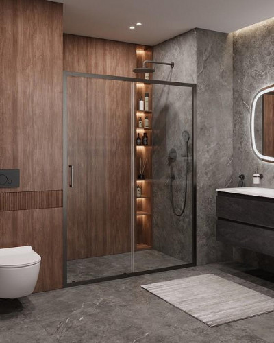 Душевая дверь Cezares Molveno 160 MOLVENO-BF-1-160-C-GM-IV профиль Оружейная сталь стекло прозрачное