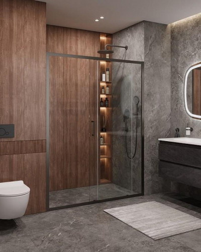 Душевая дверь Cezares Molveno 160 MOLVENO-BF-1-160-C-GM-IV профиль Оружейная сталь стекло прозрачное