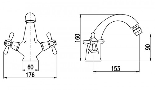 Смеситель для биде Rav Slezak Morava retro MK143.5SM Бронза латунь