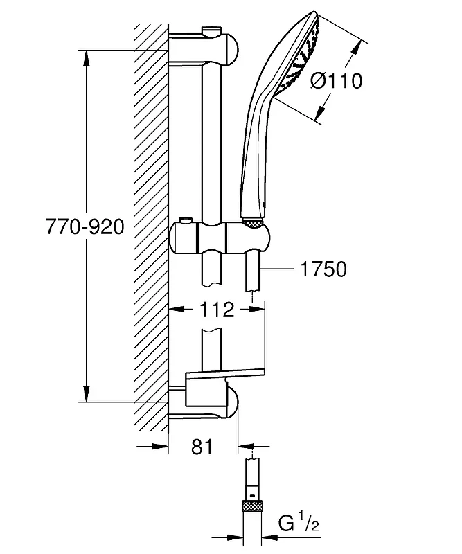 Душевой гарнитур Grohe Euphoria 110 Mono 27267001 Хром