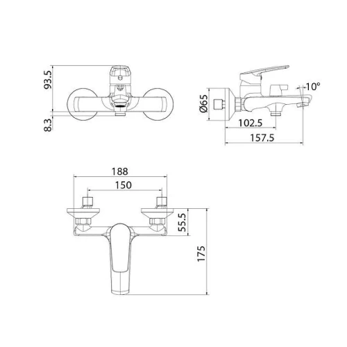Смеситель для ванны Iddis Plain PLNSB02i02WA цвет Хром