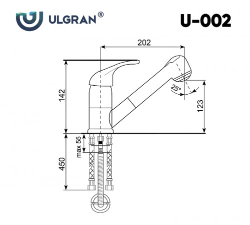 Смеситель для кухни Ulgran Classic U-002-342 Графит латунь