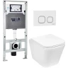 Комплект унитаза с инсталляцией WeltWasser AMBERG 506 ST + GELBACH 043 GL-WT + AMBERG RD-WT 10000011869 цвет Белый глянцевый с сиденьем Микролифт и клавишей смыва цвет Белый