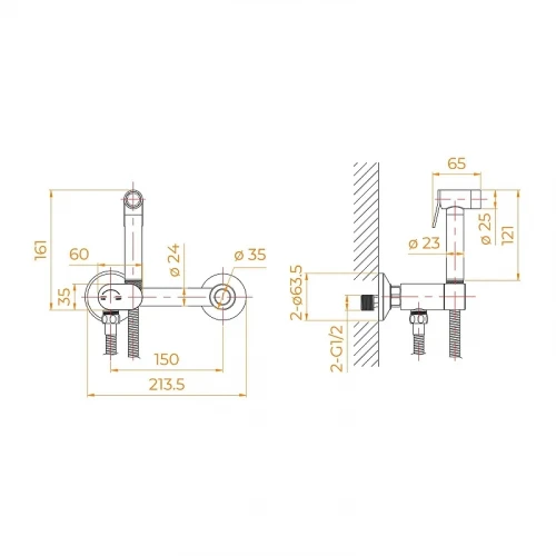Гигиенический душ со смесителем RGW Shower Panels 581408216-06 цвет Золото brush