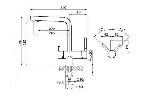 Смеситель для кухни Granula 2305 цвет Черный