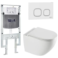 Комплект унитаза с инсталляцией WeltWasser AMBERG 497 ST + MERZBACH 043 XL GL-WT + AMBERG RD-WT 10000013774 цвет Белый глянцевый с сиденьем Микролифт и клавишей смыва цвет Белый