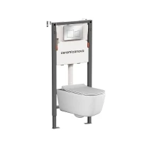 Комплект унитаза с инсталляцией Ceramicanova New Day CN3005_121002CH цвет Белый с сиденьем Микролифт и клавишей смыва цвет Хром глянцевый
