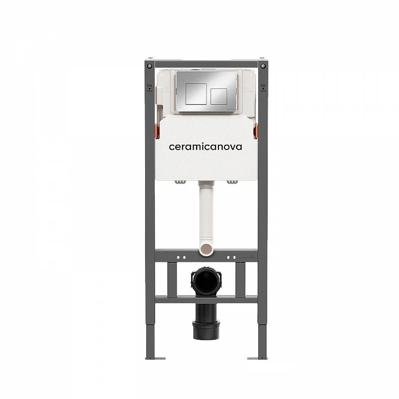 Комплект унитаза с инсталляцией Ceramicanova New Day CN3005_121002CH цвет Белый с сиденьем Микролифт и клавишей смыва цвет Хром глянцевый