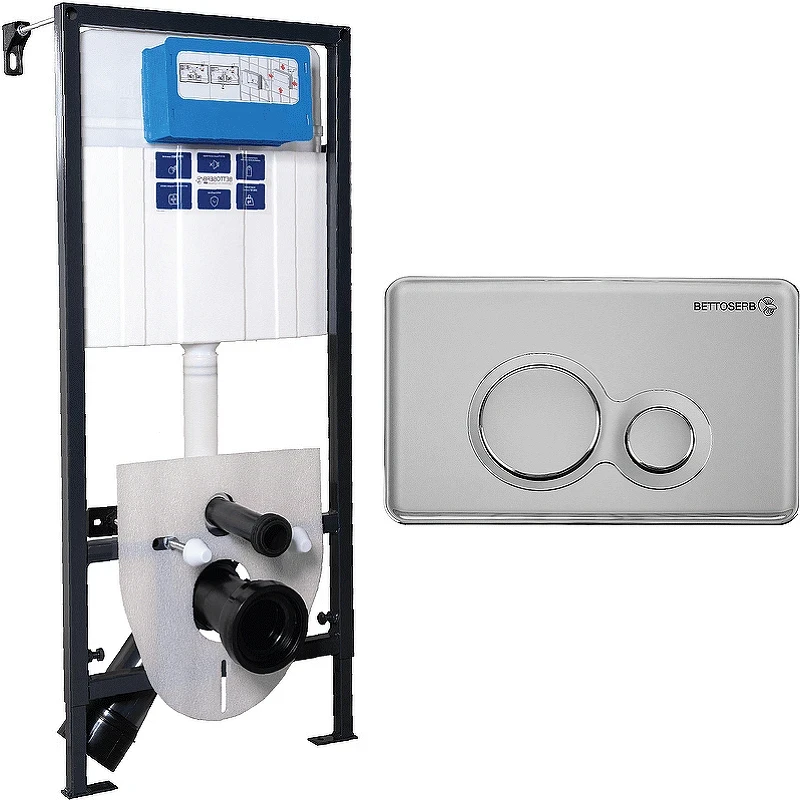 Инсталляция Bettoserb Sava Fix Slim SET40006463 для унитаза с клавишей смыва Хром матовый Хром глянец