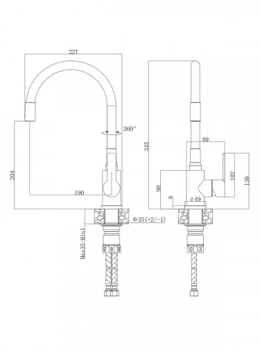 Смеситель для кухни Agger Easy A3100555 цвет Оружейная сталь Черный