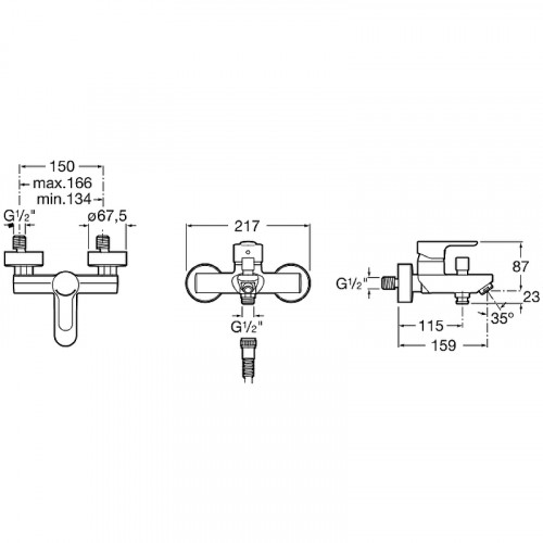 Смеситель для ванны Roca L20 5A0209C0M Хром латунь на стену
