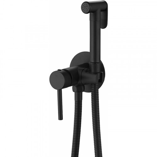 Гигиенический душ со смесителем Abber Wasser Kreis AF8125B Черный матовый латунь на стену