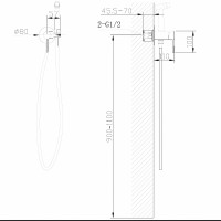 Гигиенический душ со смесителем Abber Wasser Kreis AF8125B Черный матовый латунь на стену
