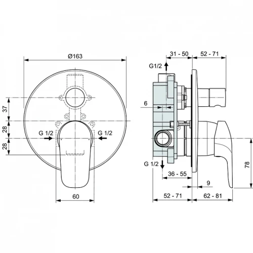 Смеситель для душа Ideal Standard Ceraflex A6758AA цвет Хром