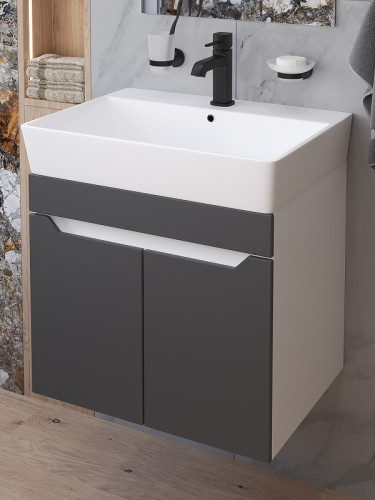 Тумба с раковиной DIWO Архангельск 60 1108041 подвесная цвет Белый, Антрацит
