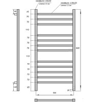 Электрический полотенцесушитель Point Вега PN71850 П12 500x1000 диммер справа Хром