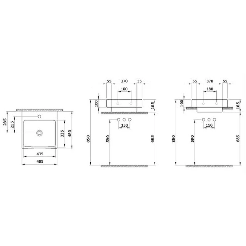 Раковина Bocchi Scala Arch 48 1076-019-0126 Красная глянцевая фарфор подвесная, накладная, полувстраиваемая