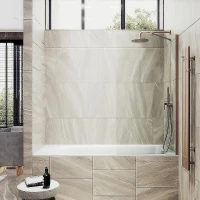 Шторка на ванну Maybah Glass MGV-65-2ш 900x1400 в широком профиле Бронза стекло прозрачное